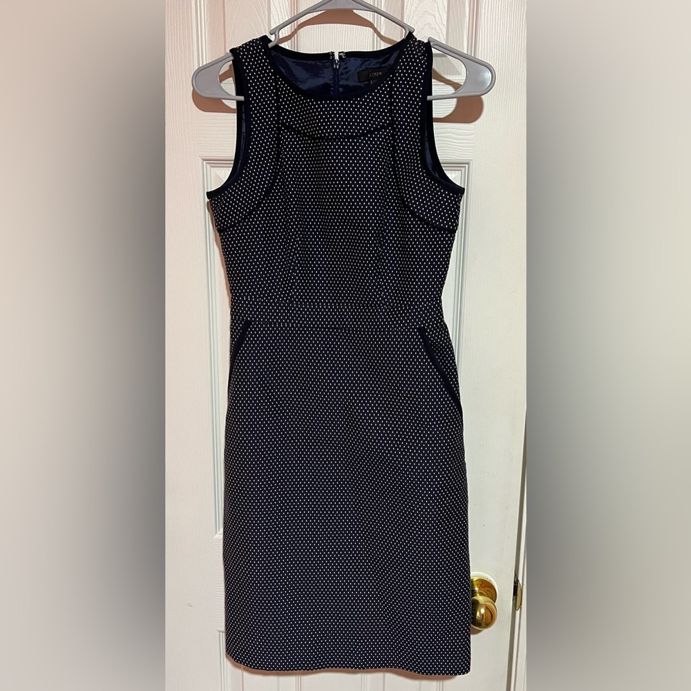 J. Crew Elegant Blue and White Sleeveless Dress